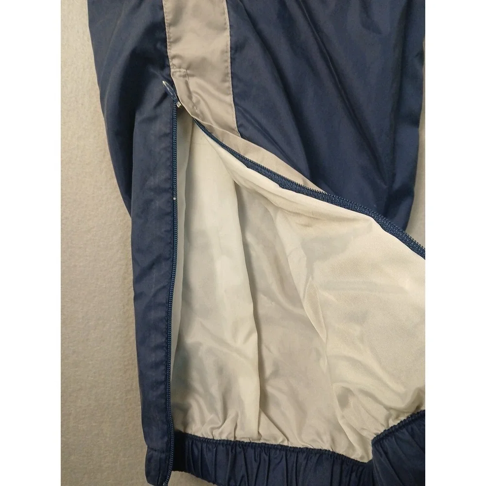 Vintage 90s Adidas Fleece Lined Track Pants Size Large Navy/White Ankle Zip!!